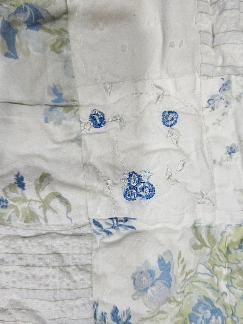 Simply Shabby Chic British Rose Blue Floral Patchwork Quilted STD Pillow Shams 2 - Picture 6 of 15